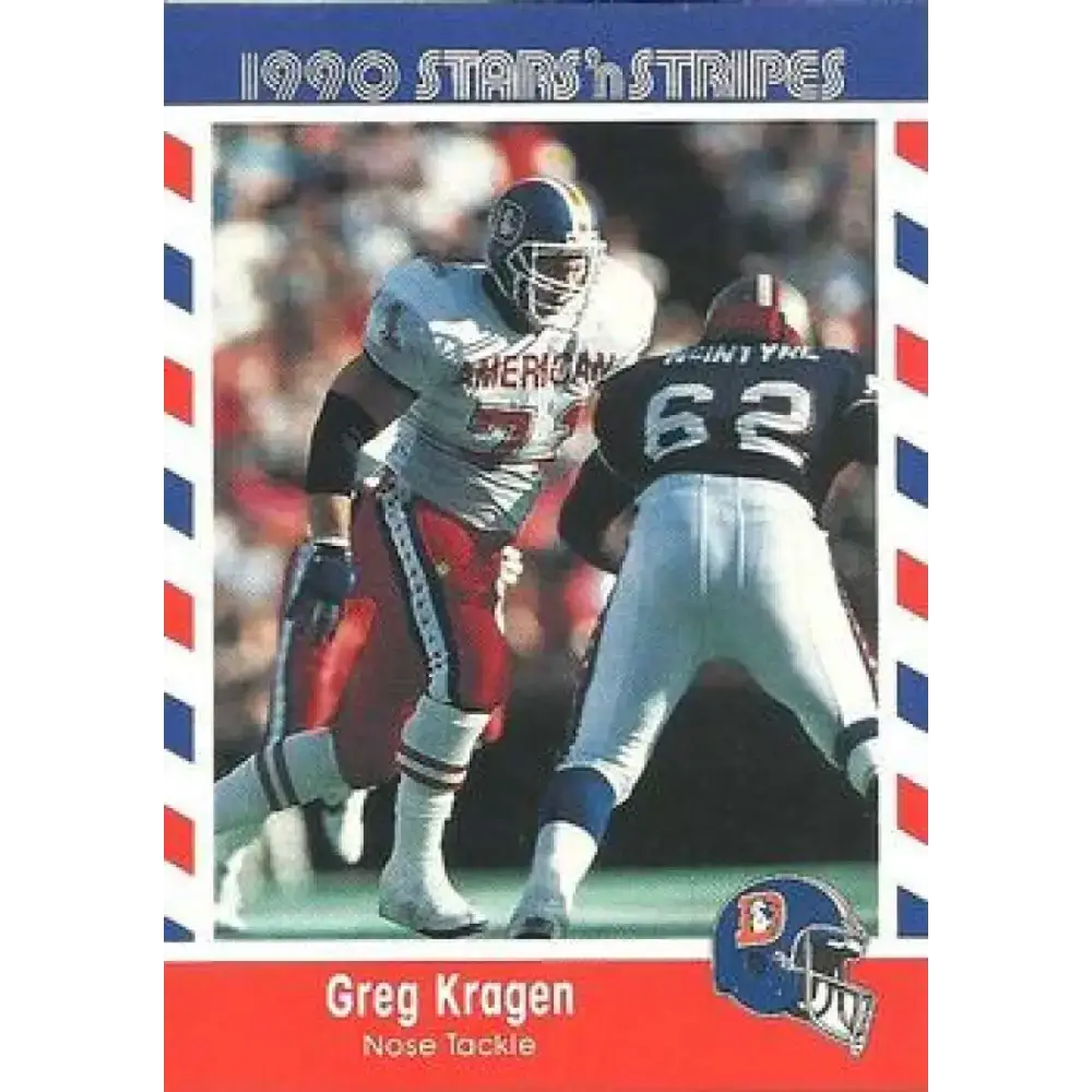 1990 Stars n Stripes Asher Candy #25 Greg Kragen EX Excellent Denver Broncos Football Card - Football Card Single