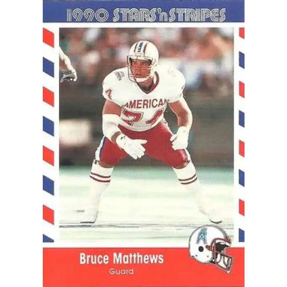 1990 Stars n Stripes Asher Candy #26 Bruce Matthews EX Excellent Houston Oilers Football Card - Football Card Single