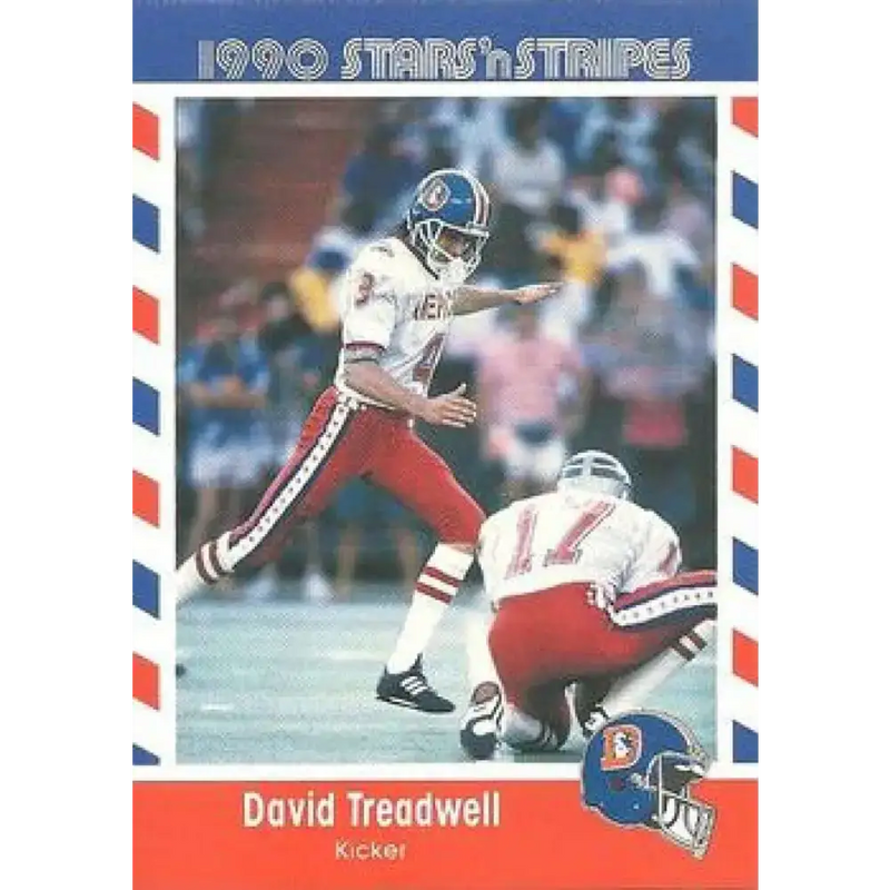 1990 Stars n Stripes Asher Candy #3 David Treadwell EX Excellent Denver Broncos Football Card - Football Card Single