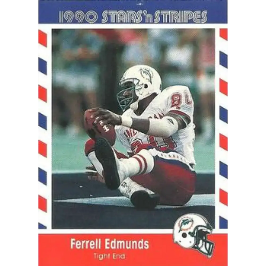 1990 Stars n Stripes Asher Candy #31 Ferrell Edmunds EX Excellent Miami Dolphins Football Card