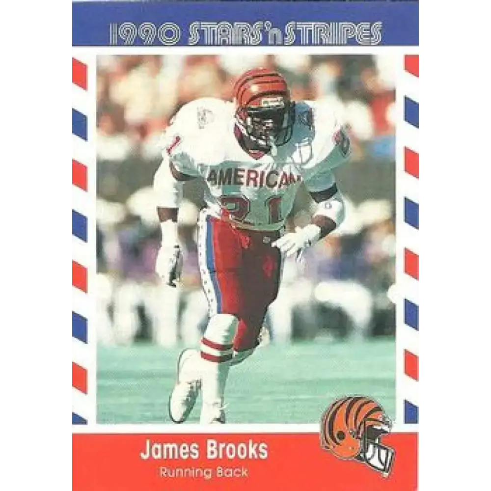 1990 Stars n Stripes Asher Candy #5 James Brooks EX Excellent Cincinnati Bengals Football Card - Football Card Single