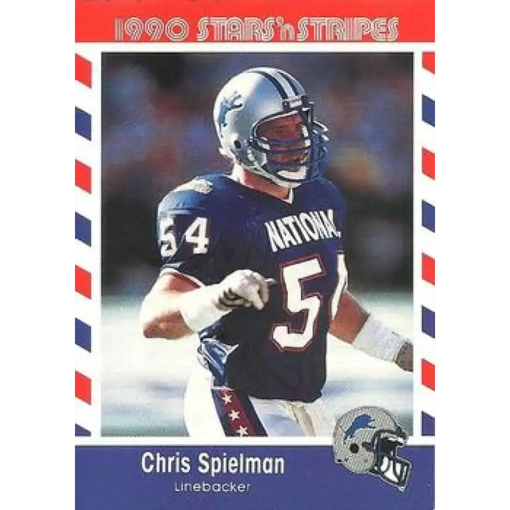 1990 Stars n Stripes Asher Candy #58 Chris Spielman EX Excellent Detroit Lions Football Card - Football Card Single