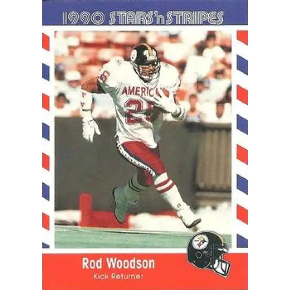 1990 Stars n Stripes Asher Candy #7 Rod Woodson EX Excellent Pittsburgh Steelers Football Card - Football Card Single