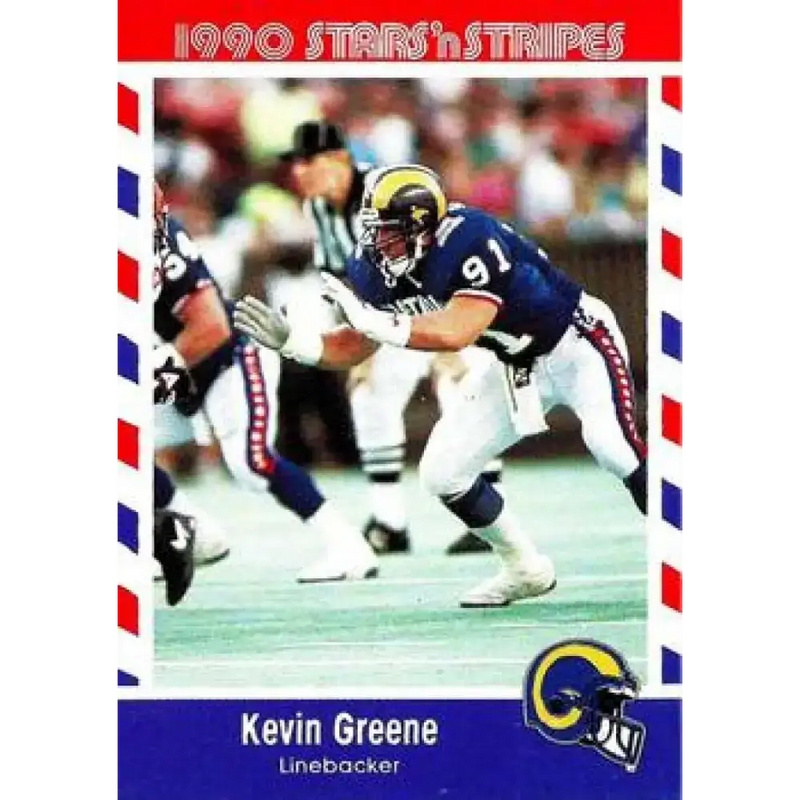 1990 Stars n Stripes Asher Candy #77 Kevin Greene EX Excellent Los Angeles Rams Football Card - Football Card Single