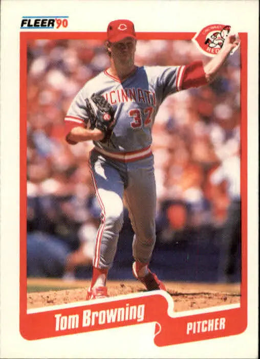 1990 Tom Browning Fleer Baseball Card #415 - Baseball Card Single