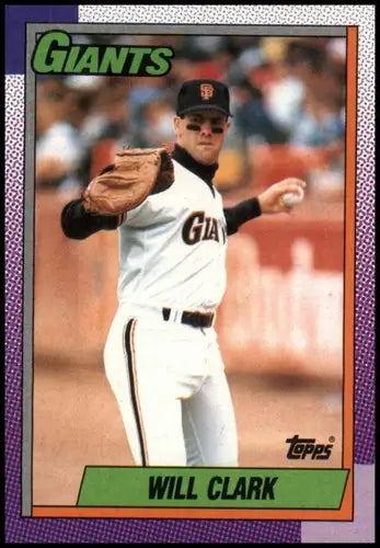 Original gloss Will Clark baseball card from 1990 Topps #100 GiantsID 10604