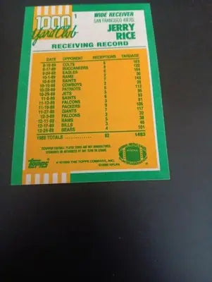 1990 Topps - 1000 yd. Club Jerry Rice #1. San Francisco 49ers. EX+ - Football Card Single