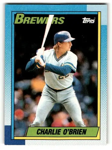 1990 Topps Charlie O’Brien Brewers baseball card with original gloss, part of Brewers baseball cards collection