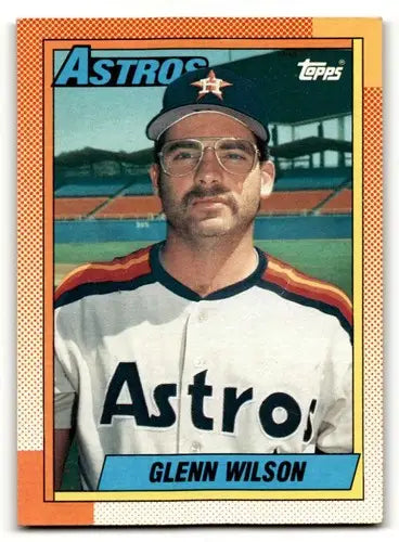Original gloss Glenn Wilson Houston Astros baseball card from 1990 Topps #112