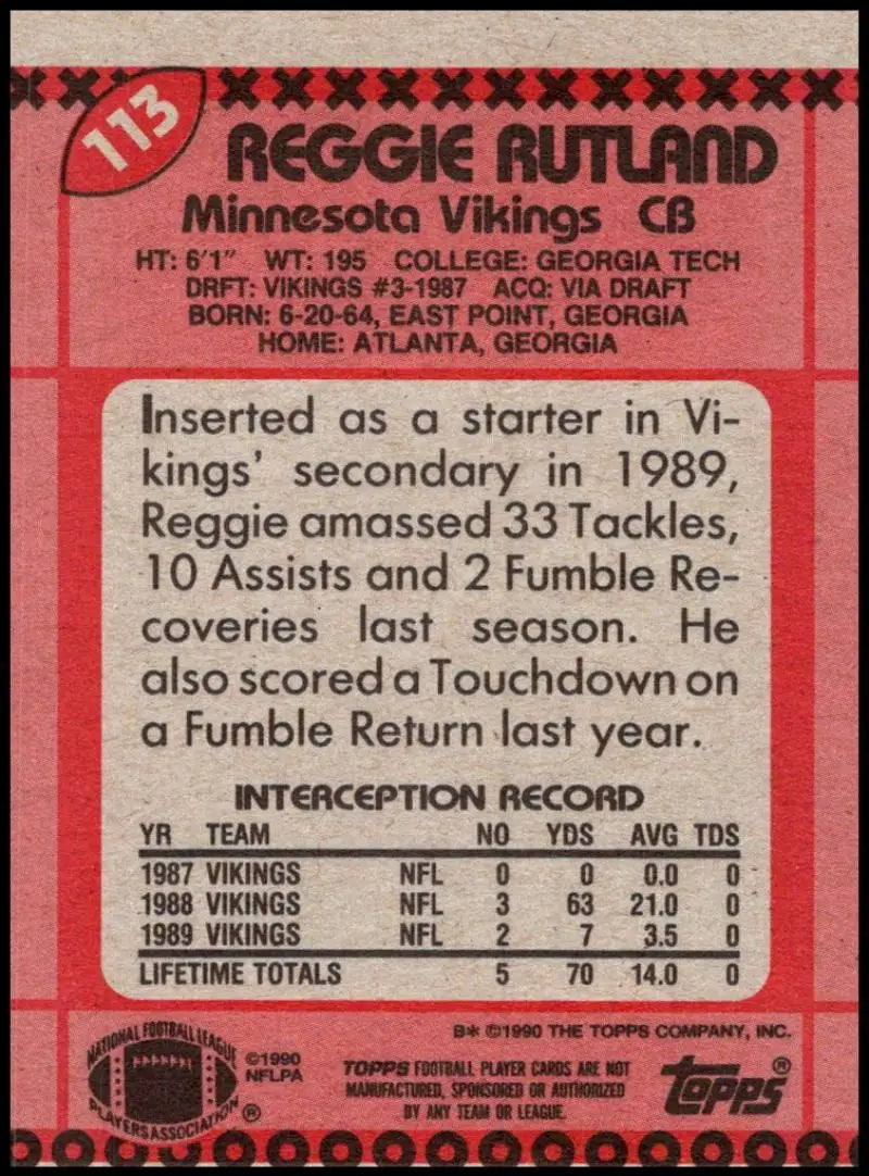 1990 Topps #112 Steve Jordan EX Excellent Minnesota Vikings Football Card - Football Card Single