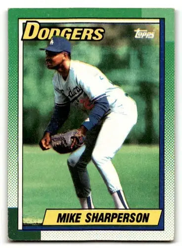Original gloss Mike Sharperson Los Angeles Dodgers baseball card 1990 Topps #117