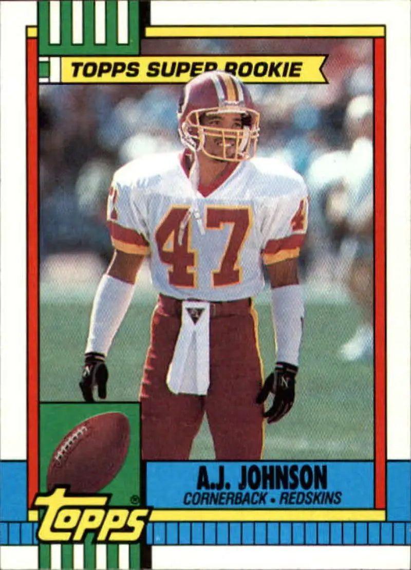 1990 Topps #124 A.J. Johnson EX Excellent RC Rookie Washington Redskins Football Card