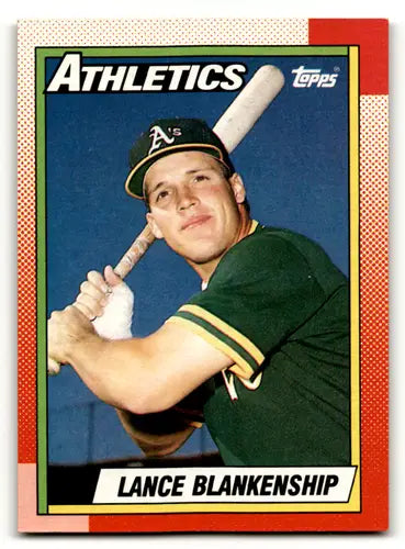 Original gloss Lance Blankenship baseball card from 1990 Topps #132 featuring Simply Sandoval