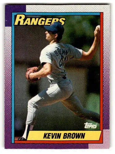 Kevin Brown Texas Rangers baseball card from 1990 Topps #136 with EX/NM condition