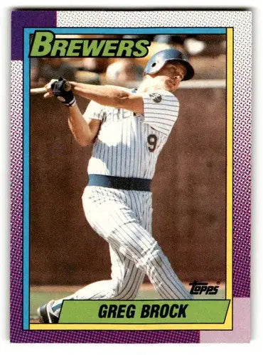 1990 Topps Greg Brock Milwaukee Brewers baseball card, EX/NM condition, ID 53613