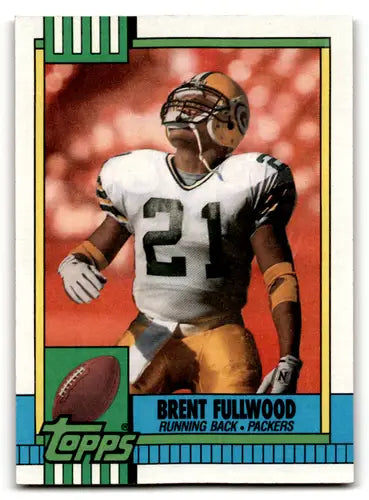 Original gloss Brent Fullwood football card from 1990 Topps #145 featuring Packers ID 59223