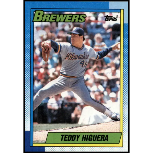 1990 Topps #15 Teddy Higuera NM-MT Milwaukee Brewers Baseball Card - Baseball Card Single