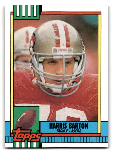 Harris Barton football card with original gloss, 1990 Topps NM Near Mint 49ers