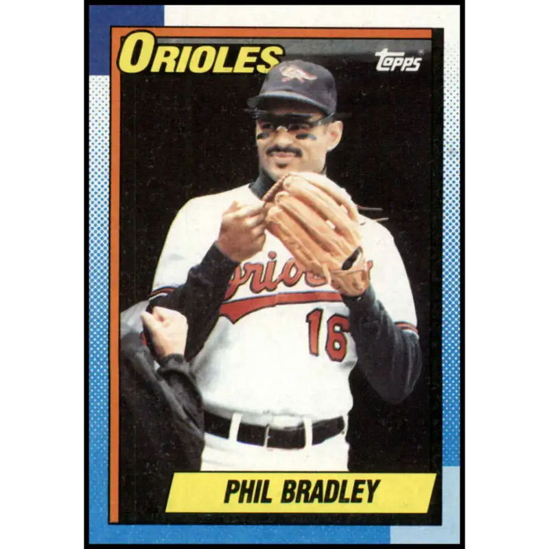 1990 Topps #163 Phil Bradley NM-MT Baltimore Orioles Baseball Card - Baseball Card Single