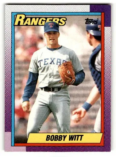 Bobby Witt Texas Rangers baseball card from 1990 Topps series, EX/NM condition