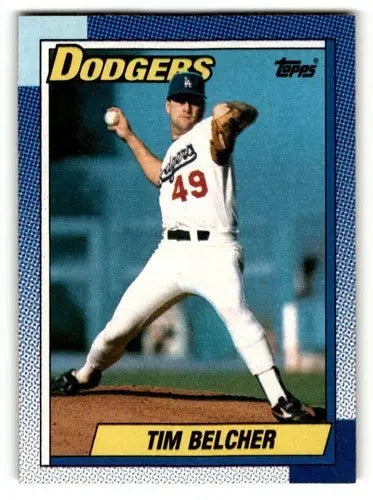 Original gloss baseball card of Tim Belcher Los Angeles Dodgers player