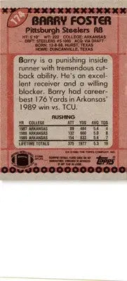 1990 Topps #174b Barry Foster - Football Card Single