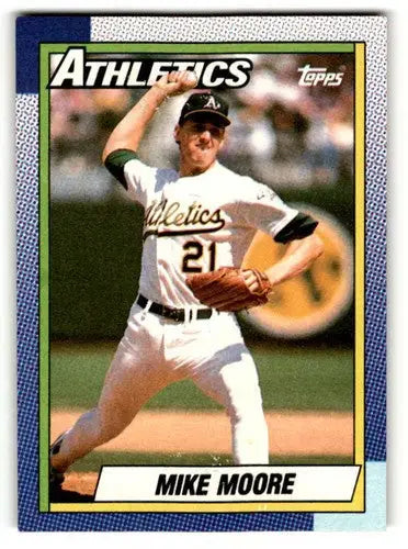 Original gloss baseball card of Mike Moore Oakland Athletics 1990 Topps #175