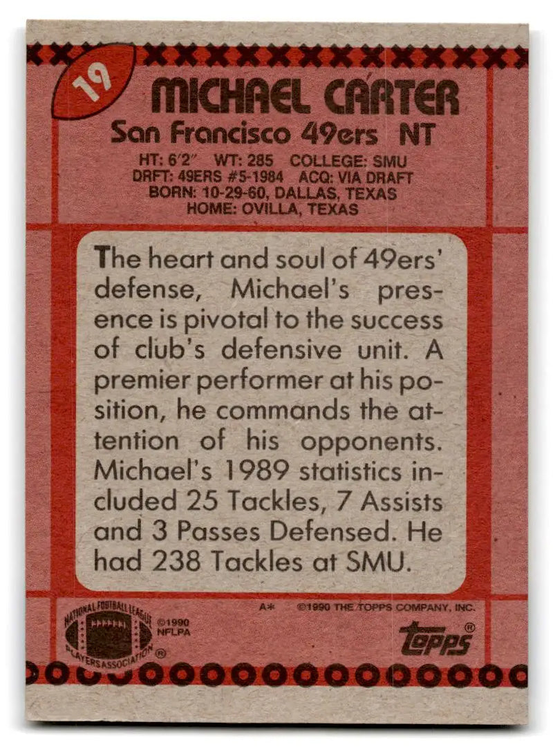 1990 Topps #19 Michael Carter - Football Card Single
