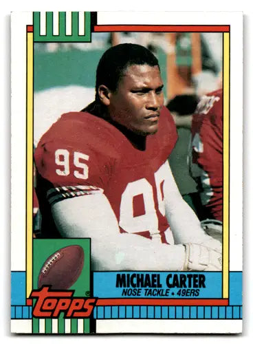 Original gloss Michael Carter football card from 1990 Topps NM Mint 49ers product