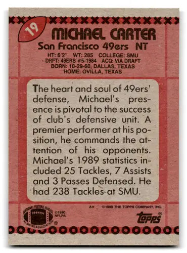 Original gloss Michael Carter football card featuring 49ers in mint condition