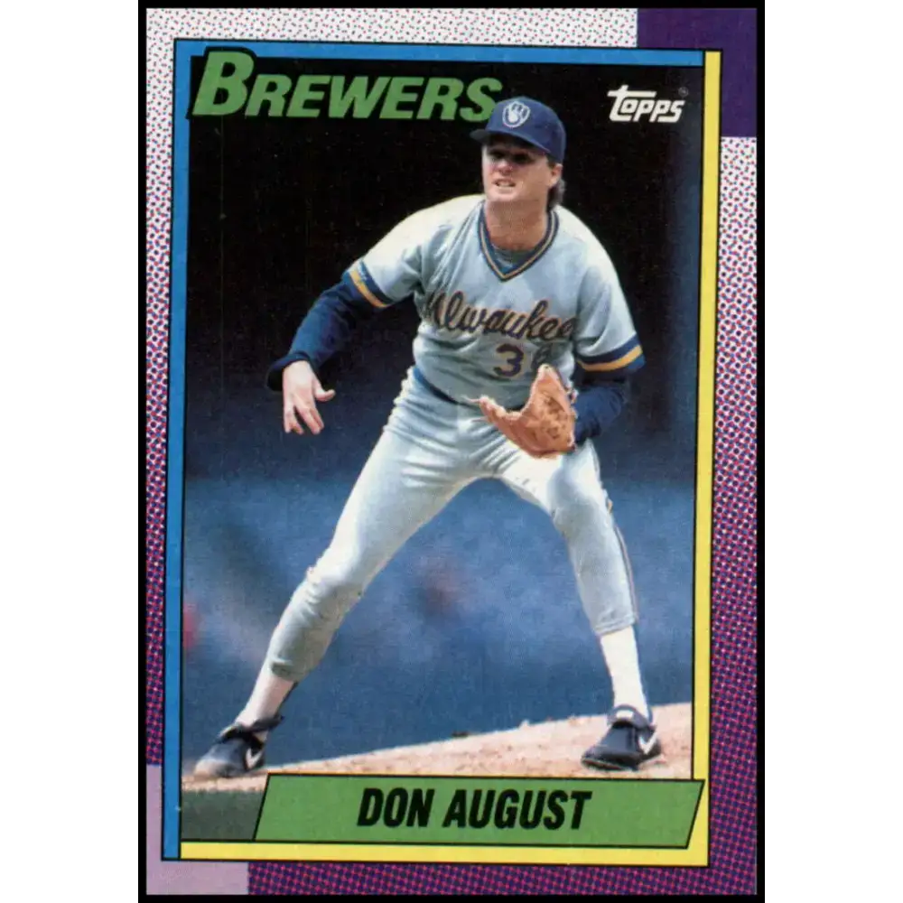1990 Topps #192 Don August NM-MT Milwaukee Brewers Baseball Card - Baseball Card Single