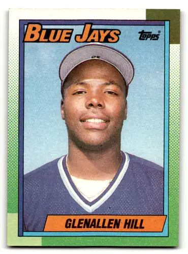 Glenallen Hill baseball card showing original gloss from 1990 Topps Blue Jays