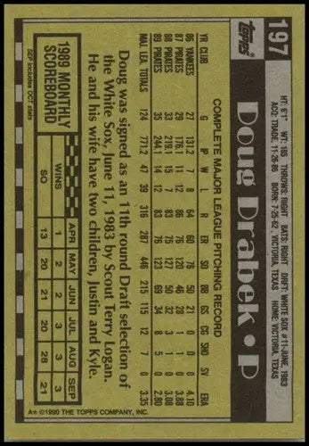 1990 Topps #197 Doug Drabek NM-MT Pirates ID:18391 - Baseball Card Single