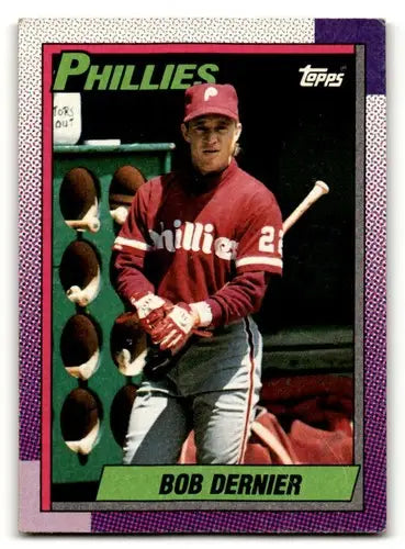 Original gloss Bob Dernier Philadelphia Phillies baseball card in 1990 Topps set