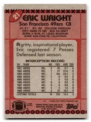 1990 Topps #21b Eric Wright - Football Card Single