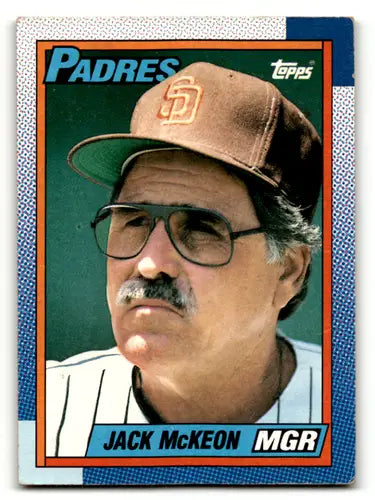 Original gloss Jack McKeon baseball card from 1990 Topps #231 featuring Padres player