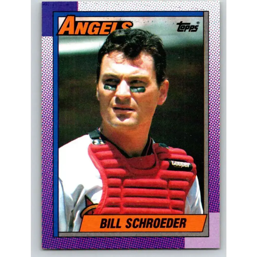 1990 Topps #244 Bill Schroeder NM-MT California Angels Baseball Card - Baseball Card Single