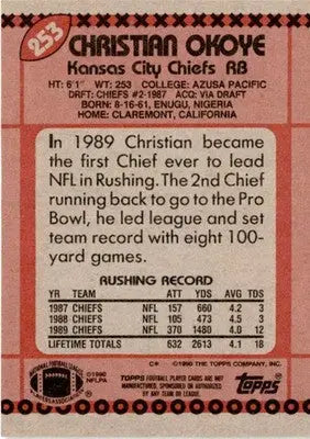 1990 Topps #253b Christian Okoye - Football Card Single