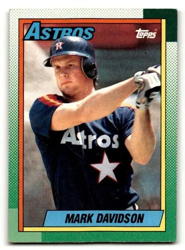 Original gloss 1990 Topps Mark Davidson Houston Astros baseball card SKU 55024