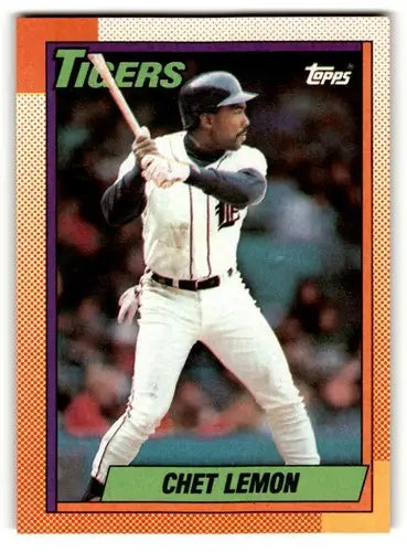 Original gloss Chet Lemon Detroit Tigers baseball card from 1990 Topps #271