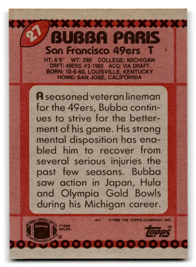 1990 Topps #27a Bubba Paris - Football Card Single