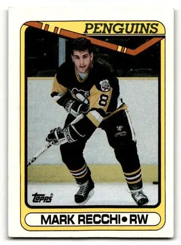 1990 Topps #280 Mark Recchi Pittsburgh Penguins Hockey Cards NM Near ID:55534 - Hockey Card Single