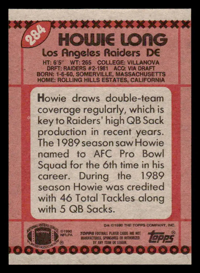 1990 Topps #284 Howie Long - Football Card Single
