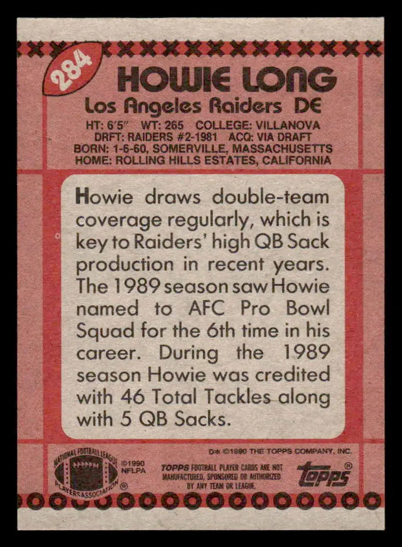 1990 Topps #284 Howie Long - Football Card Single