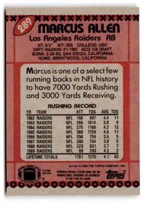 1990 Topps #289 Marcus Allen - Football Card Single