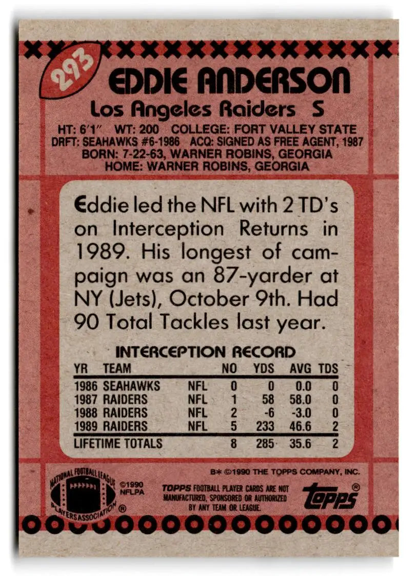 1990 Topps #293b Eddie Anderson - Football Card Single