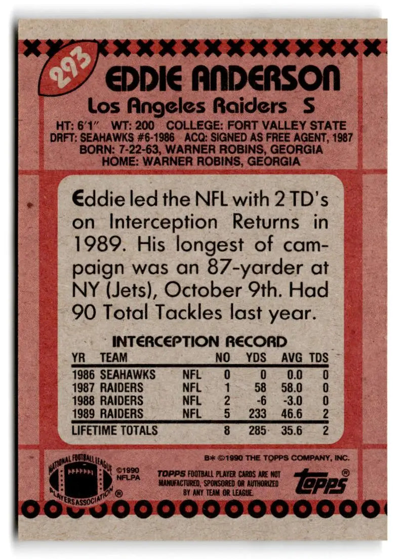1990 Topps #293b Eddie Anderson - Football Card Single