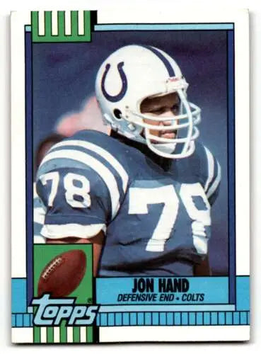 1990 Topps #308 Jon Hand Indianapolis Colts Football Card with original gloss finish
