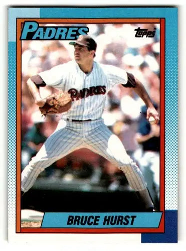 Original gloss 1990 Topps Bruce Hurst San Diego Padres baseball card image featuring Bruce Hurst San Diego team