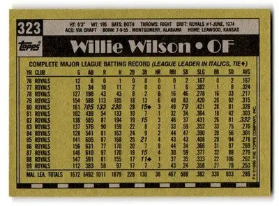 1990 Topps #323 Willie Wilson - Baseball Card Single